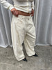 Baggy Wide Leg Corduroy Pants Cream