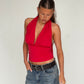 Deep Halter Neck Top Red