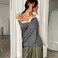 Contrast Striped Longsleeve Grey