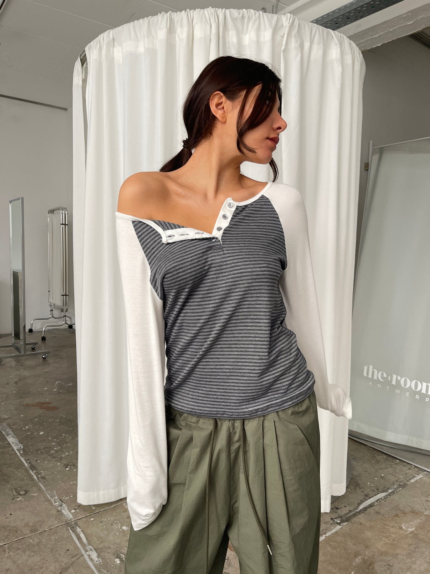 Contrast Striped Longsleeve Grey