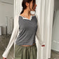 Contrast Striped Longsleeve Grey