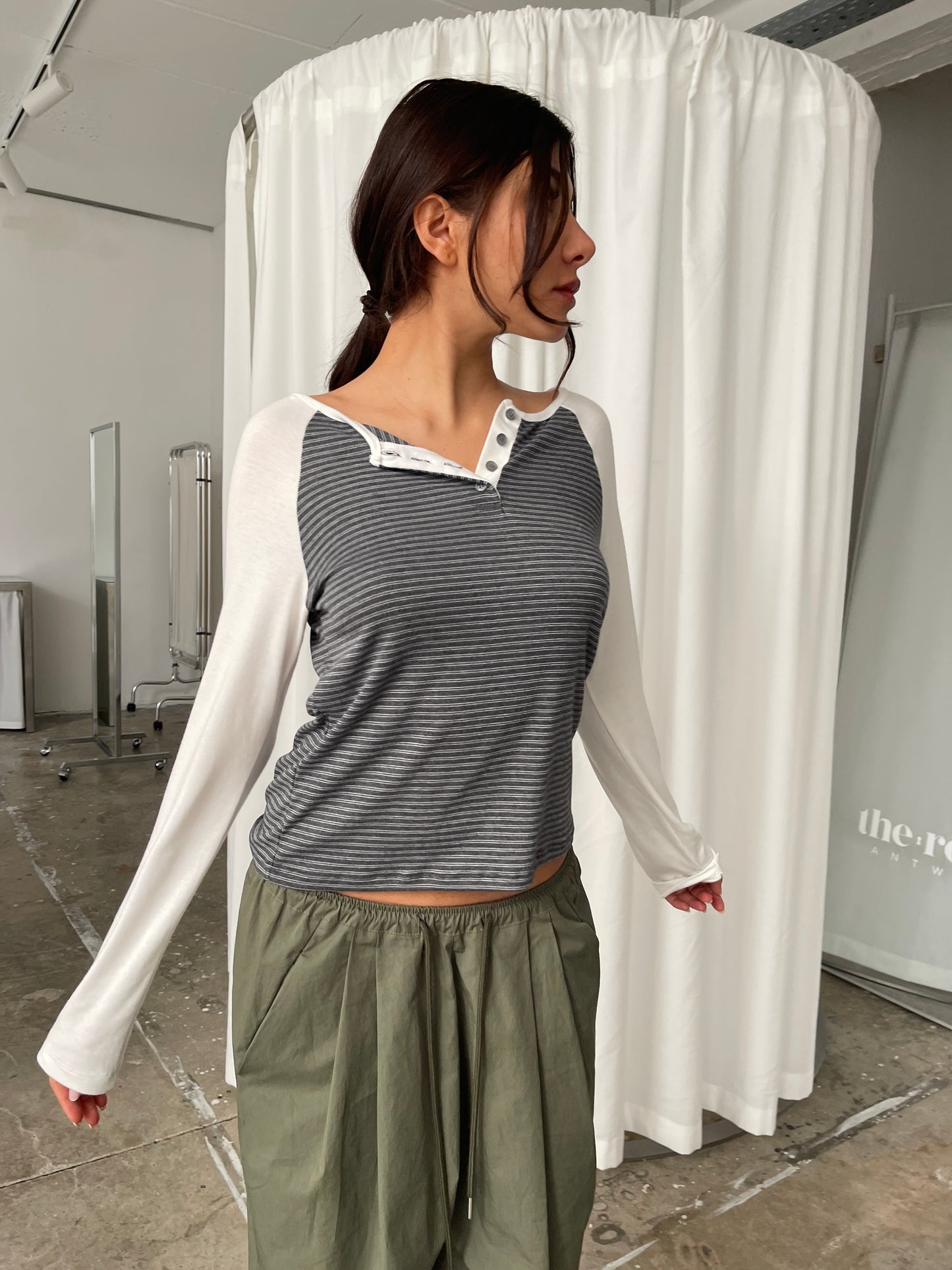 Contrast Striped Longsleeve Grey