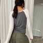 Contrast Striped Longsleeve Grey