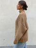 Buttoned Cable Turtleneck Knit Camel