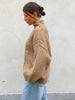 Buttoned Cable Turtleneck Knit Camel