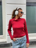 Ribbed Button Up Top Red