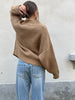 Buttoned Cable Turtleneck Knit Camel