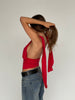 Deep Halter Neck Top Red