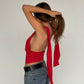 Deep Halter Neck Top Red