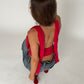 Deep Halter Neck Top Red