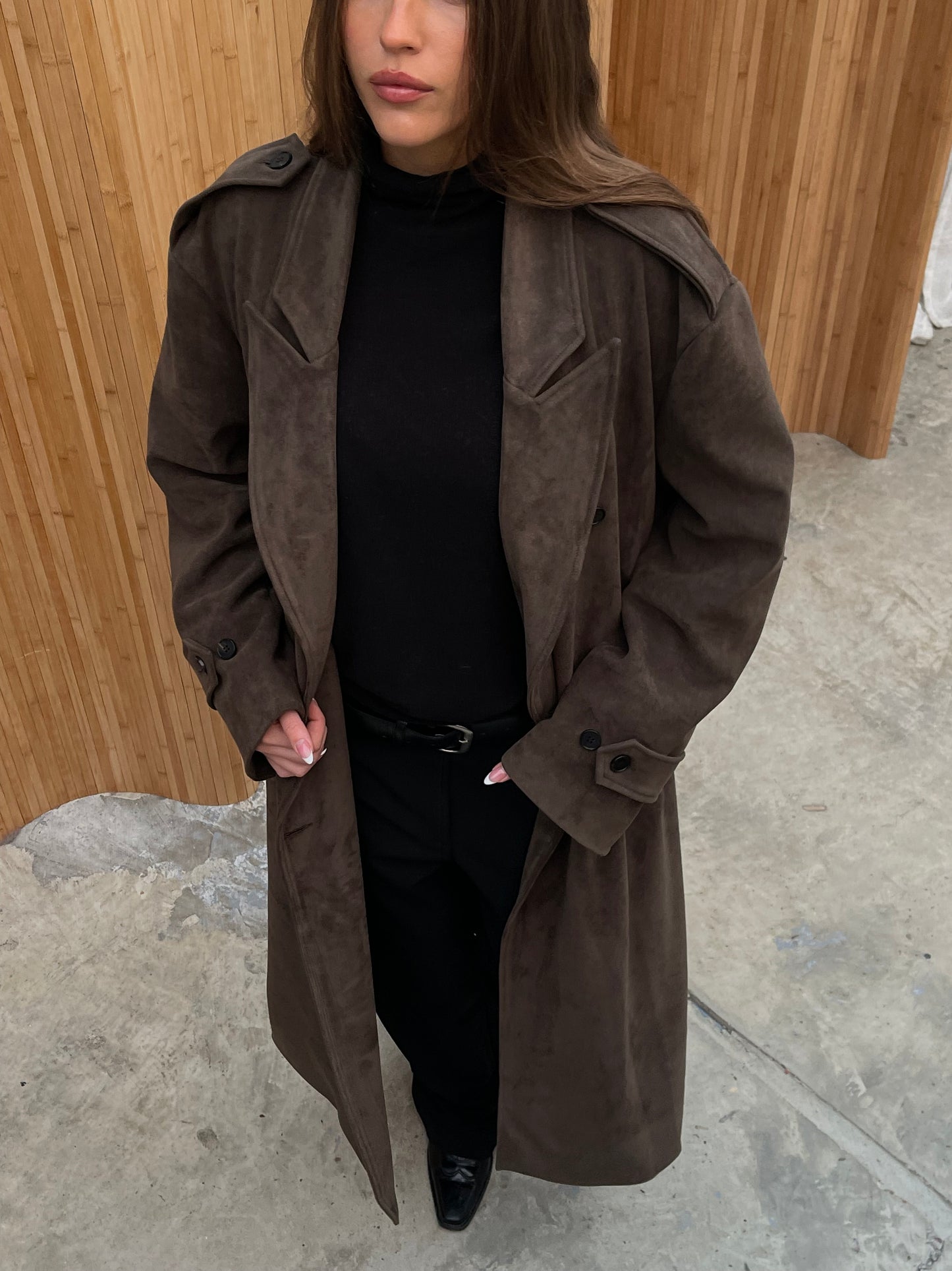 Trenchcoat Suede Dark Brown