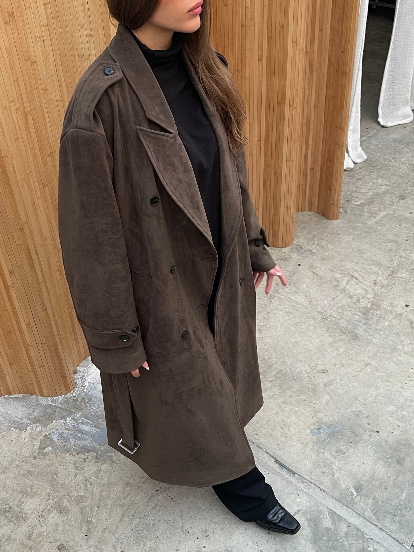 Trenchcoat Suede Dark Brown