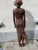 Strapless Stretchy Maxi Dress Brown