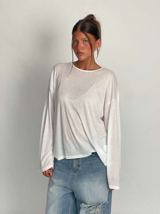 Sheer Loose Longsleeve Tee White