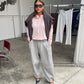 Fleeced Barrel Fit Jogger Pants Grey