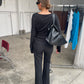 Soft Draped Off Shoulder Long Sleeve Top Black