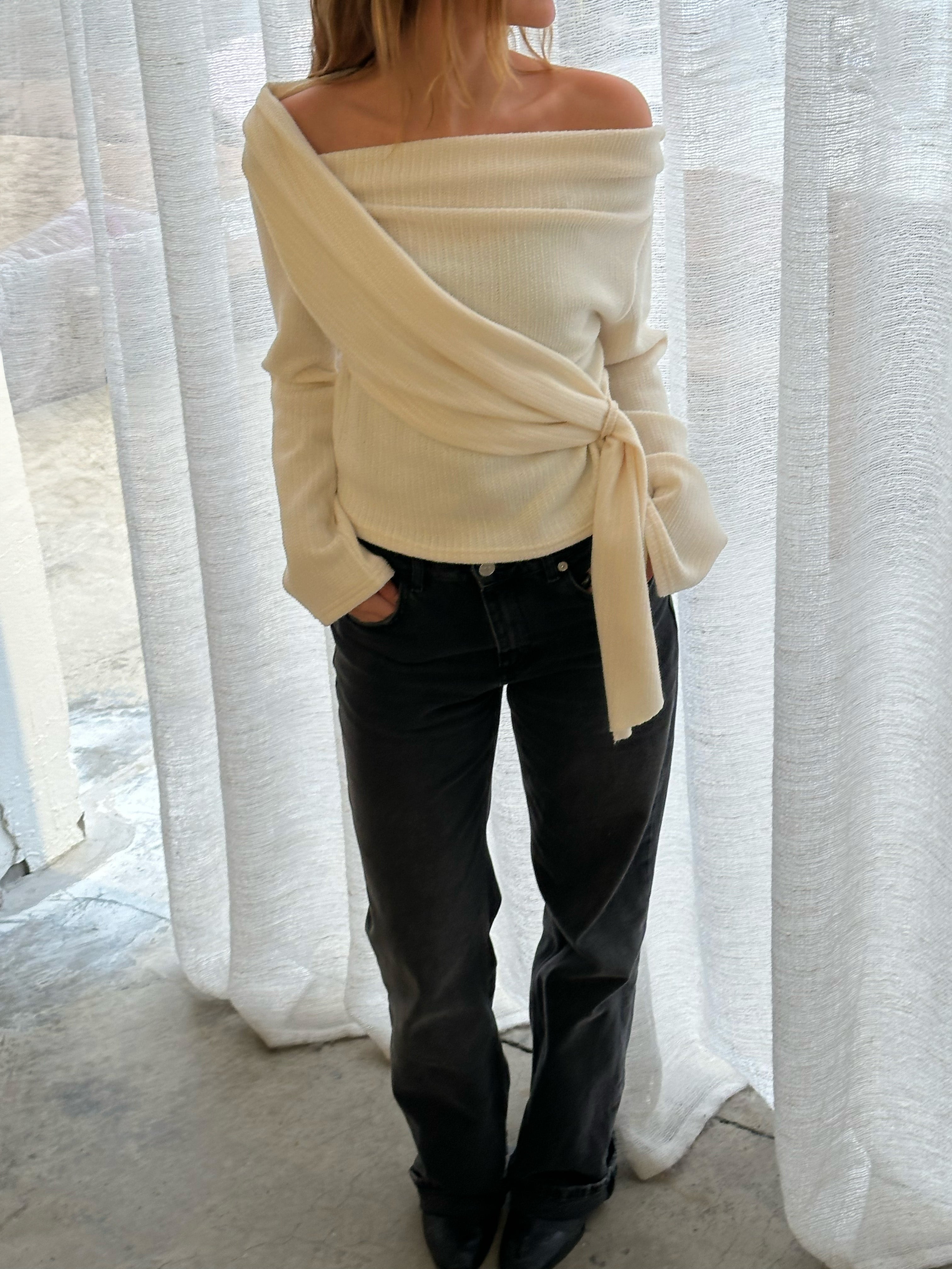 white belted top