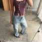 Side Button Ribbed Tank Plum