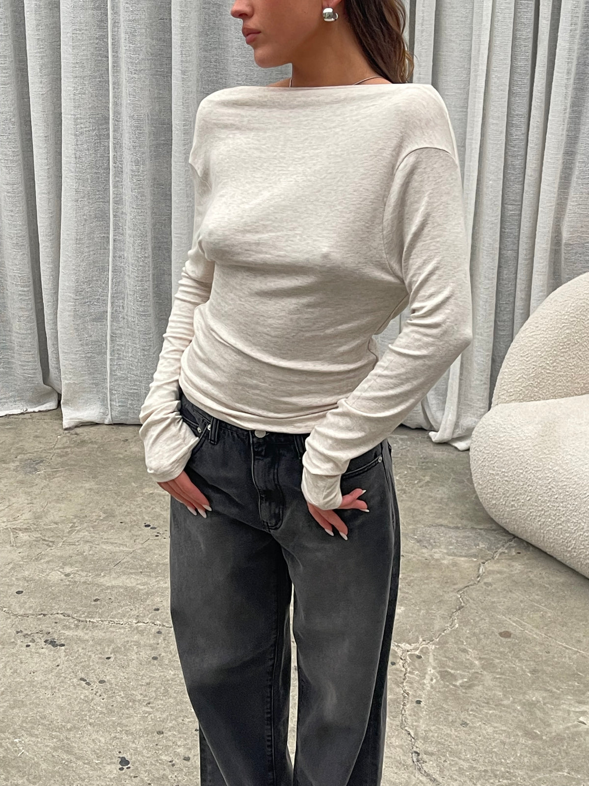 Draped Back Top Oatmeal – The Room Antwerp