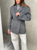 Textured Buttoned Blazer Dark Grey