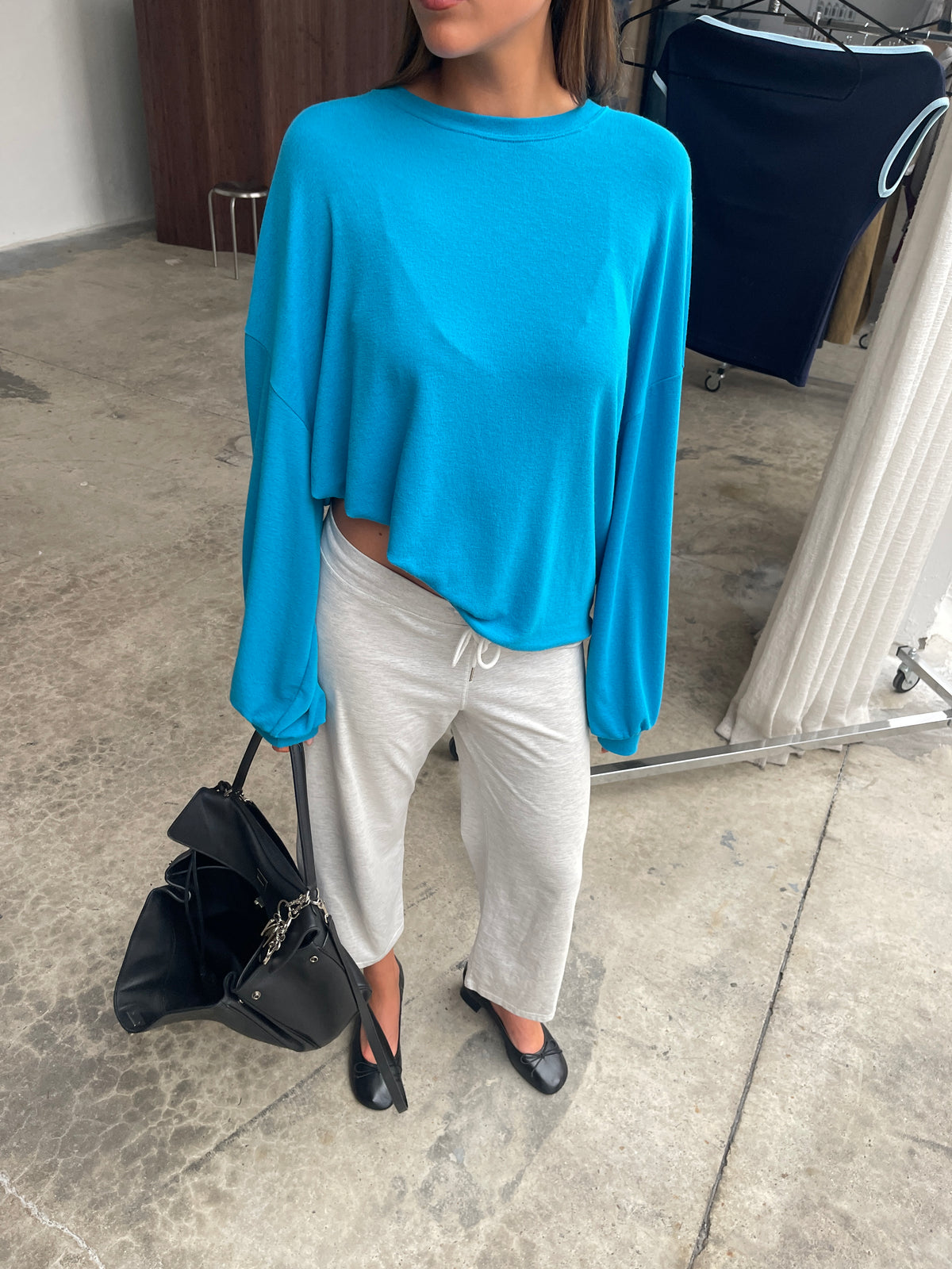 Basic Long Sleeve Tee Turquoise