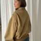 Oversized Contrast Stitch Jacket Suede Camel