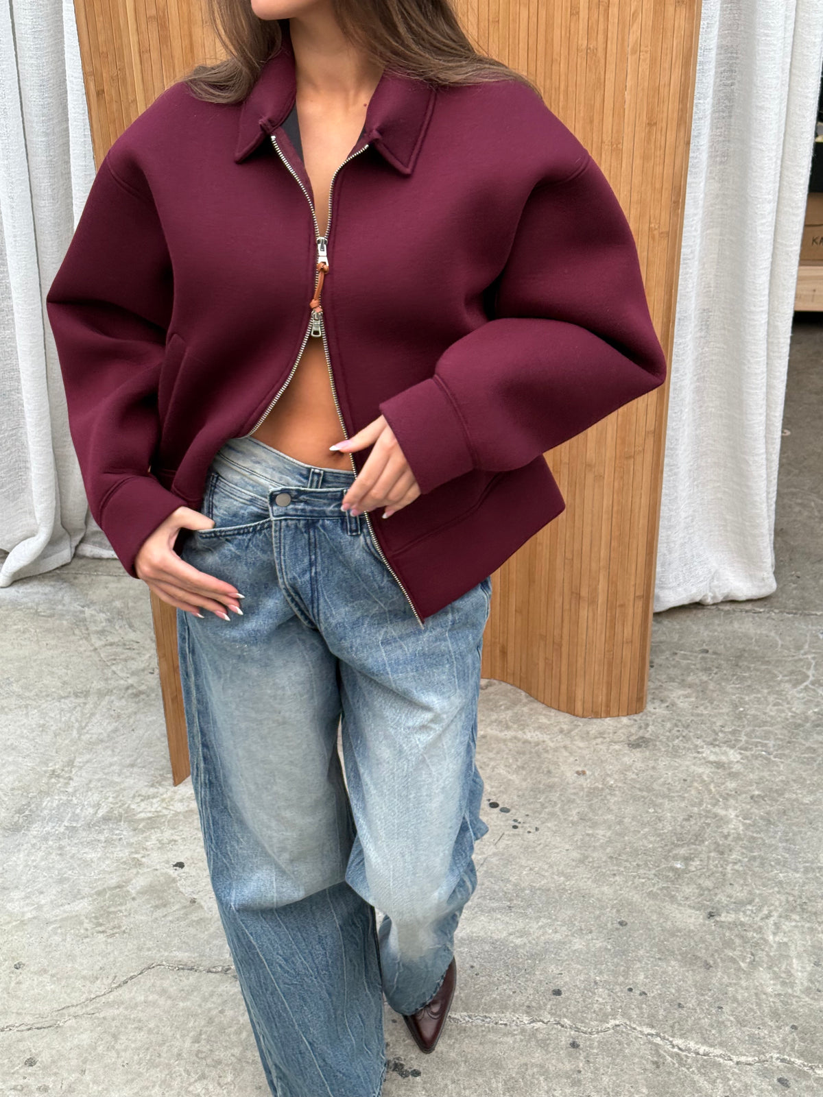 Zipper Vest Burgundy