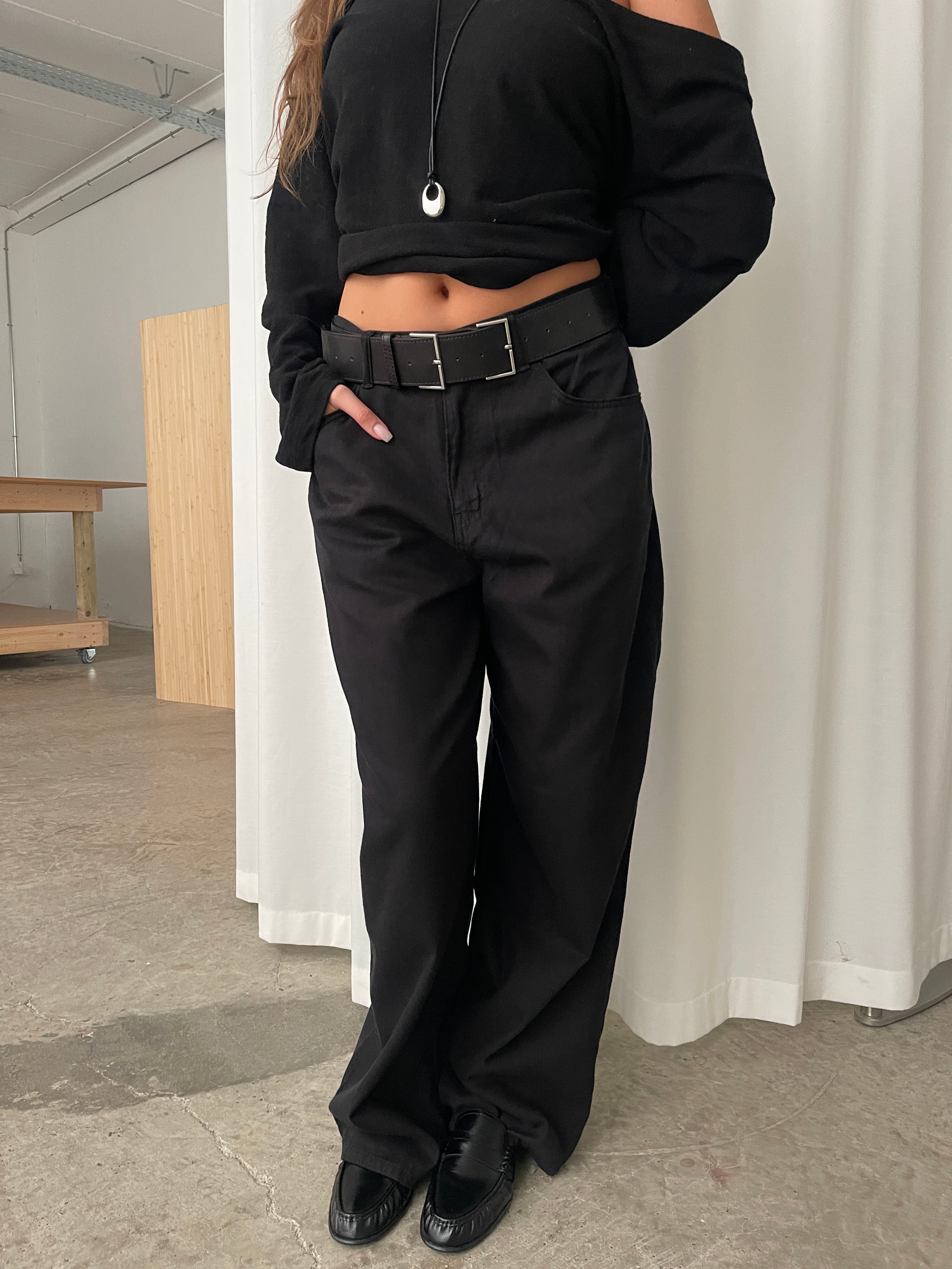 Baggy Wide Leg Pants Black – The Room Antwerp