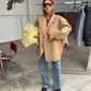 Übergroßer Blazer mit Seitenschlitz Kamel