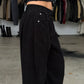 Baggy Wide Leg Corduroy Pants Blue-Black