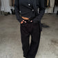 Baggy Wide Leg Corduroy Pants Blue-Black