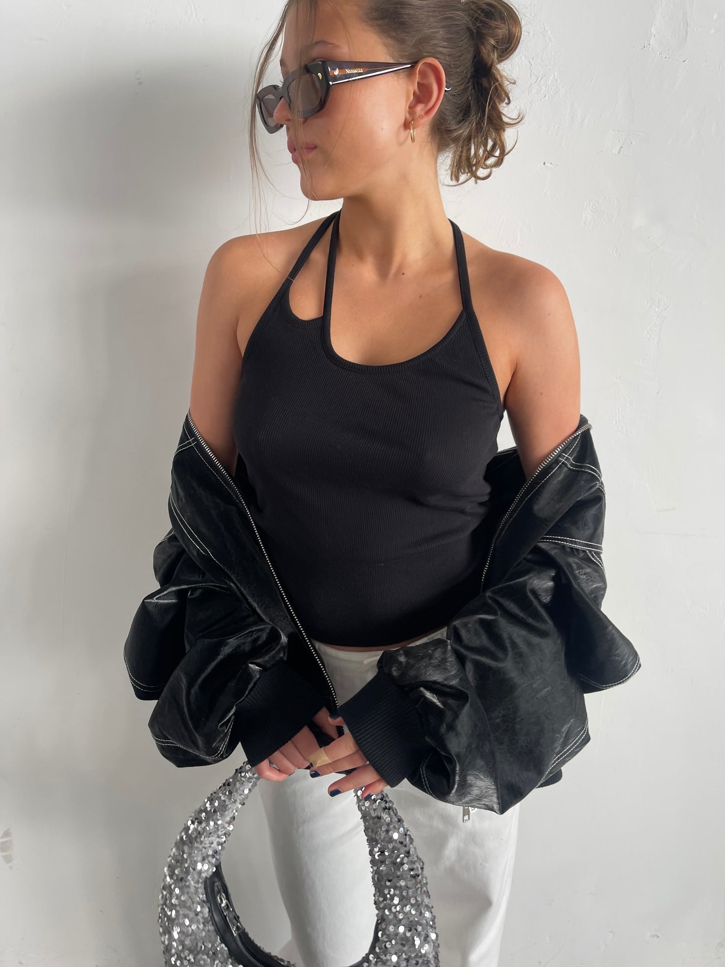 Multi Strap Halter Top Black