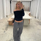 Fringe Jogger Pants Grey