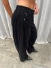 Baggy Wide Leg Corduroy Pants Blue-Black
