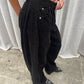 Baggy Wide Leg Corduroy Pants Blue-Black