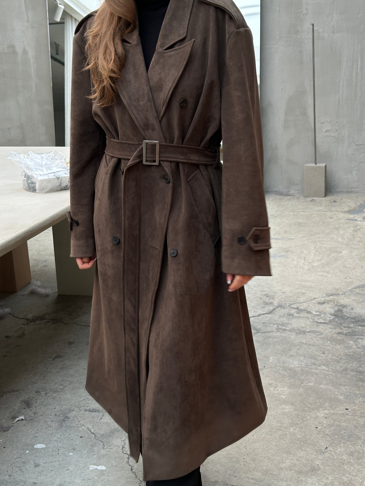 Trenchcoat Suede Dark Brown