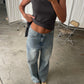 Relaxed Straight Leg Jeans Light Washed Blue