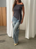 Asymmetric Off Shoulder Top Charcoal