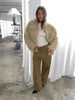 Zipped Loose Fit Curly Sheep Jacket Beige