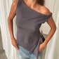 Asymmetric Off Shoulder Top Charcoal