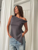 Asymmetric Off Shoulder Top Charcoal
