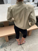 Padded High Neck Strap Detail Jacket Tan