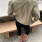 Padded High Neck Strap Detail Jacket Tan