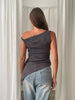 Asymmetric Off Shoulder Top Charcoal