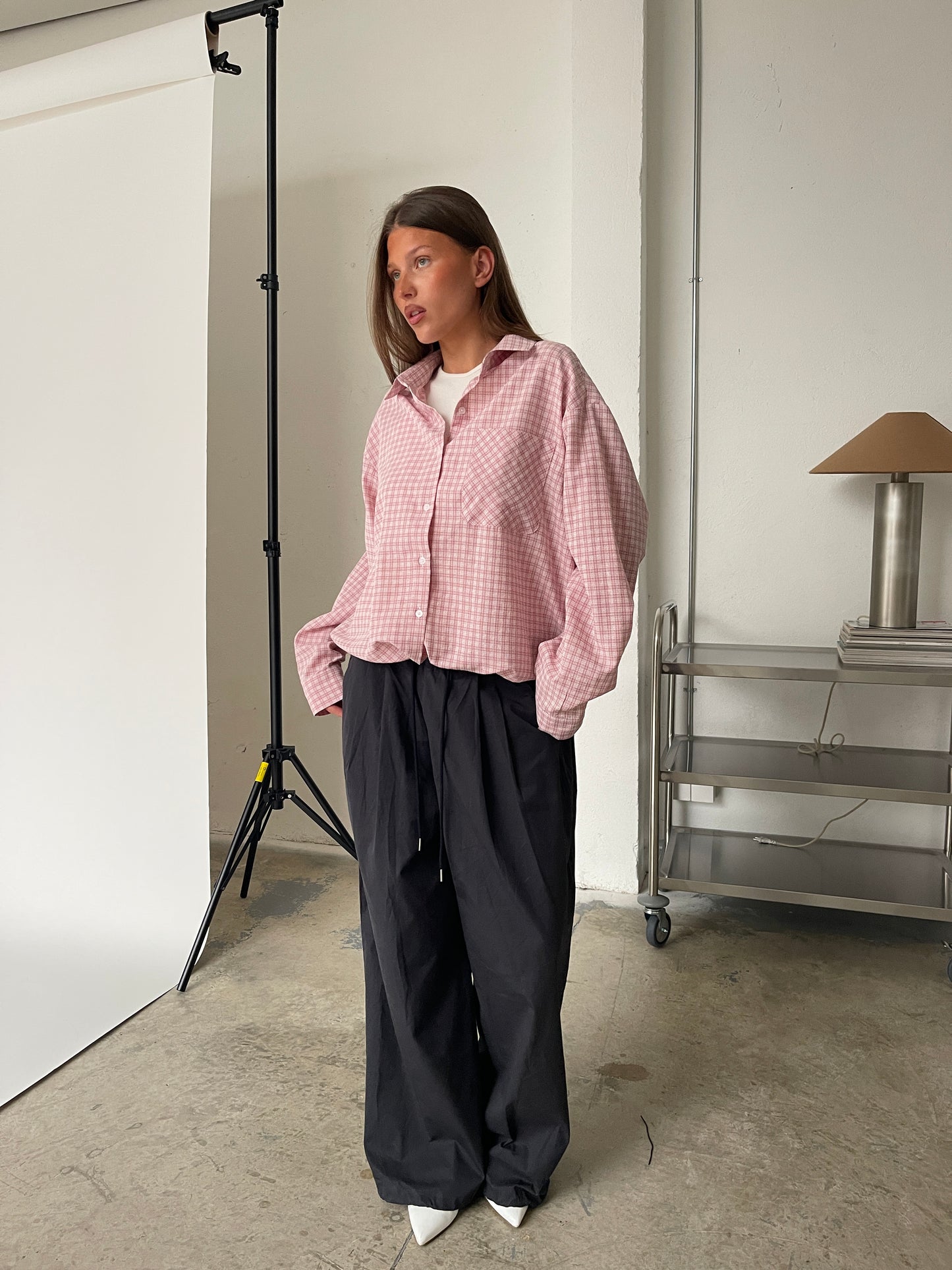 Oversized Checked Shirt Pink