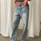Relaxed Straight Leg Jeans Light Washed Blue