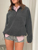 Half Zip-Up Fleece Charcoal