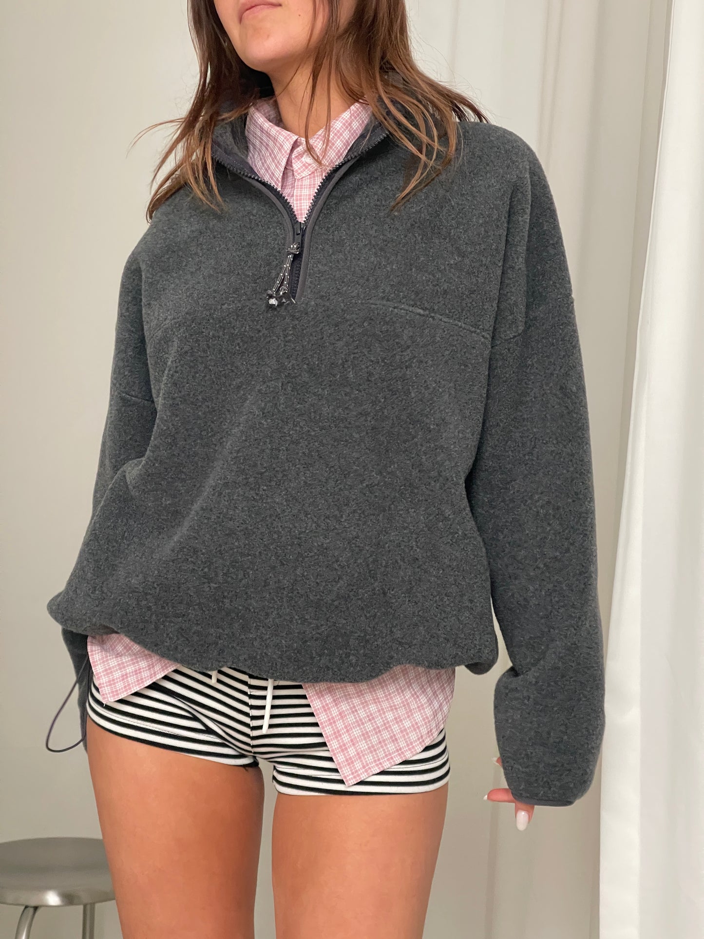 Half Zip-Up Fleece Charcoal