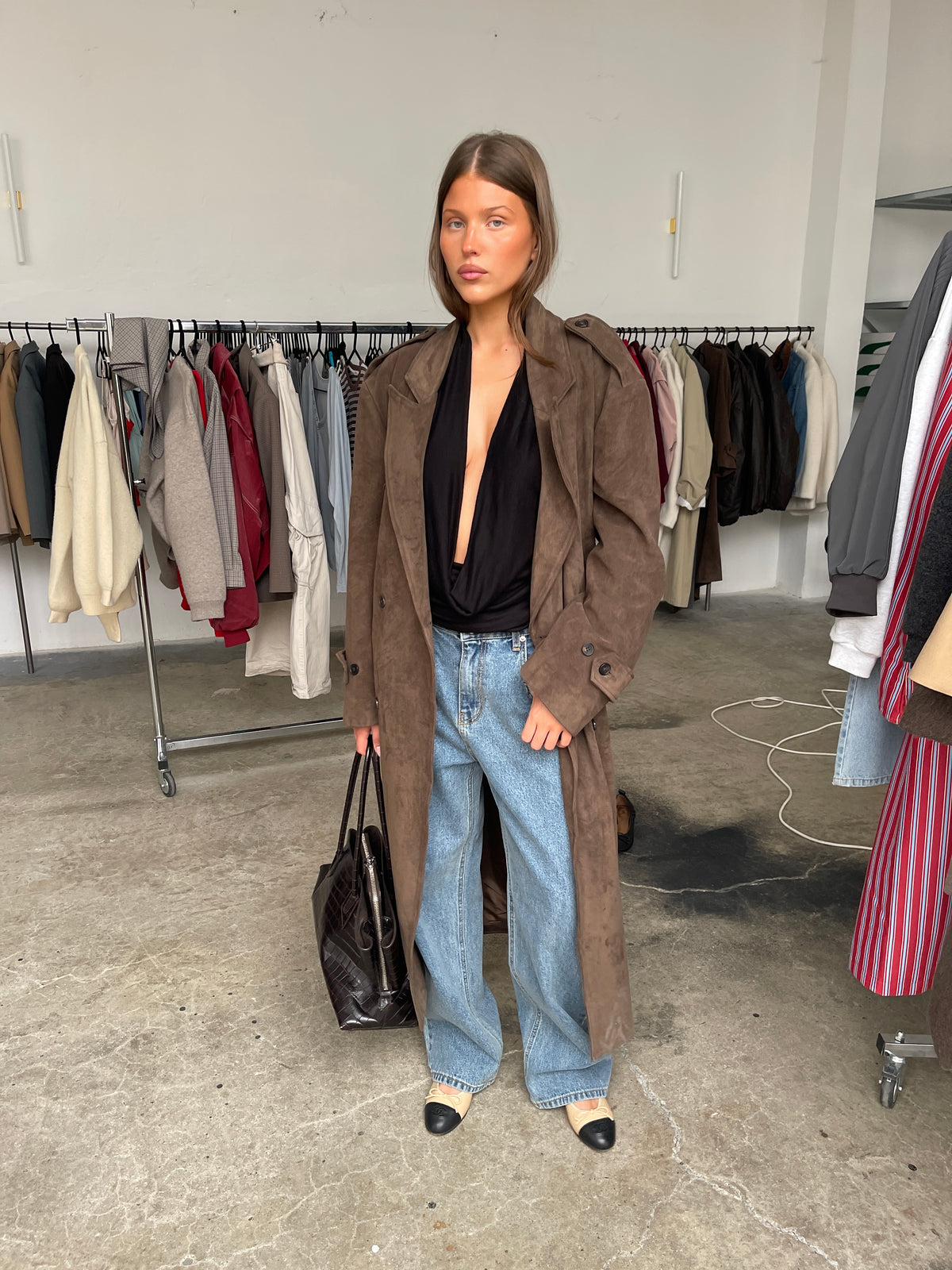 Trenchcoat Suede Dark Brown