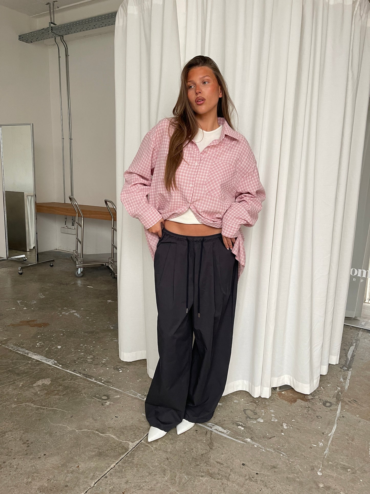 Oversized Checked Shirt Pink